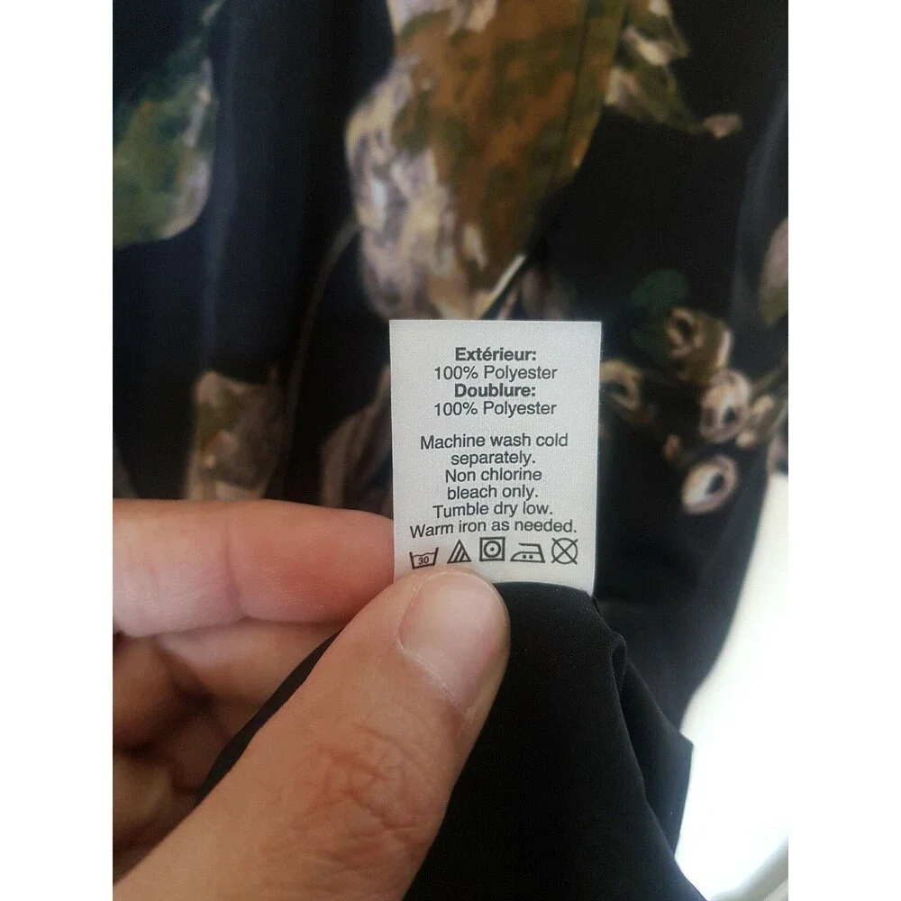 J.Crew Womens Dress Sz 00 Sz 2XS Black Floral Long Sleeve Short Fall Winter